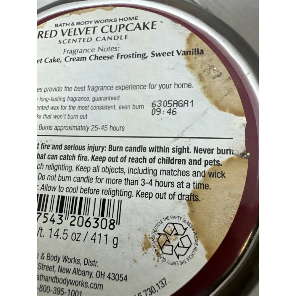 Bath & Body Works Home RED VELVET CUPCAKE Large 3 Wick Jar Candle Read‎ Desc